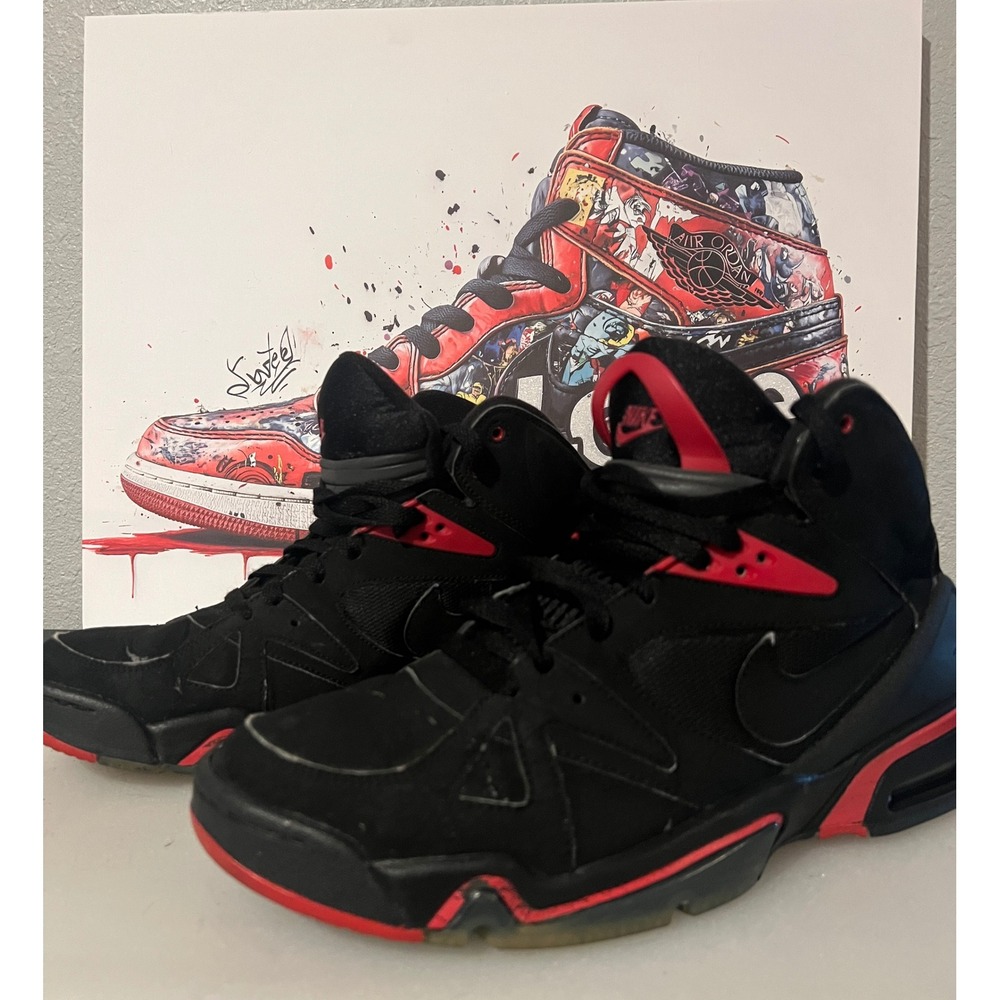 Nike Air Hoop Structure Mens 10.5 Black Red Good 365726-001 Basketball Sneakers
